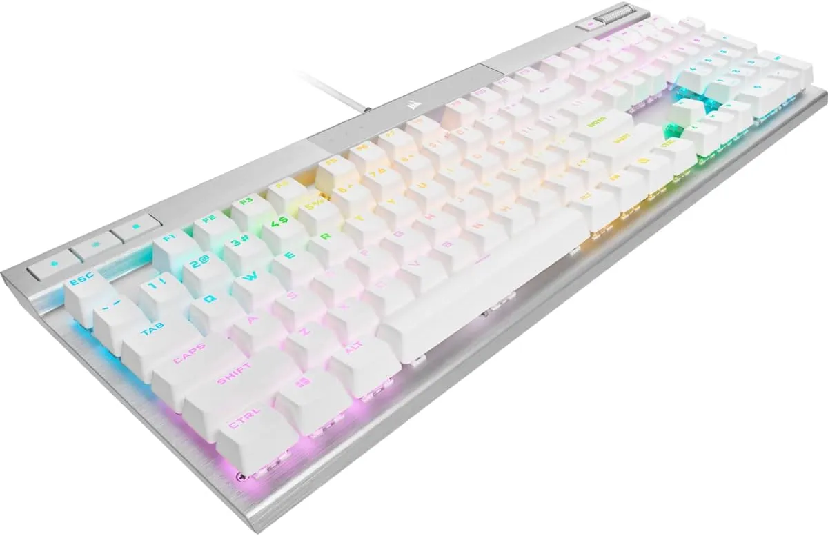 Corsair K70 PRO RGB Optical-Mechanical Gaming Keyboard - OPX Linear Switches, PBT Double-Shot Keycaps, 8,000Hz Hyper-Polling, Magnetic Soft-Touch Palm Rest - NA Layout, QWERTY - White