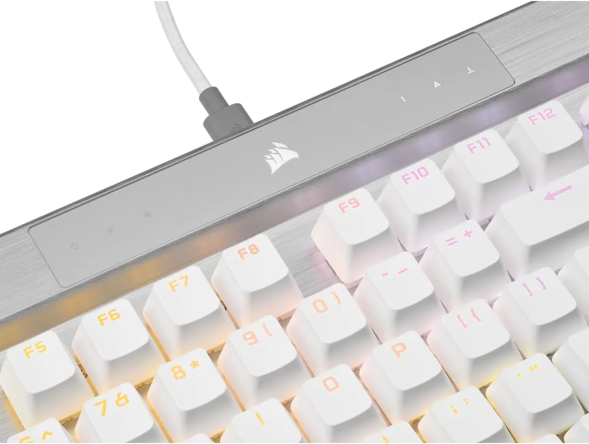 Corsair K70 PRO RGB Optical-Mechanical Gaming Keyboard - OPX Linear Switches, PBT Double-Shot Keycaps, 8,000Hz Hyper-Polling, Magnetic Soft-Touch Palm Rest - NA Layout, QWERTY - White
