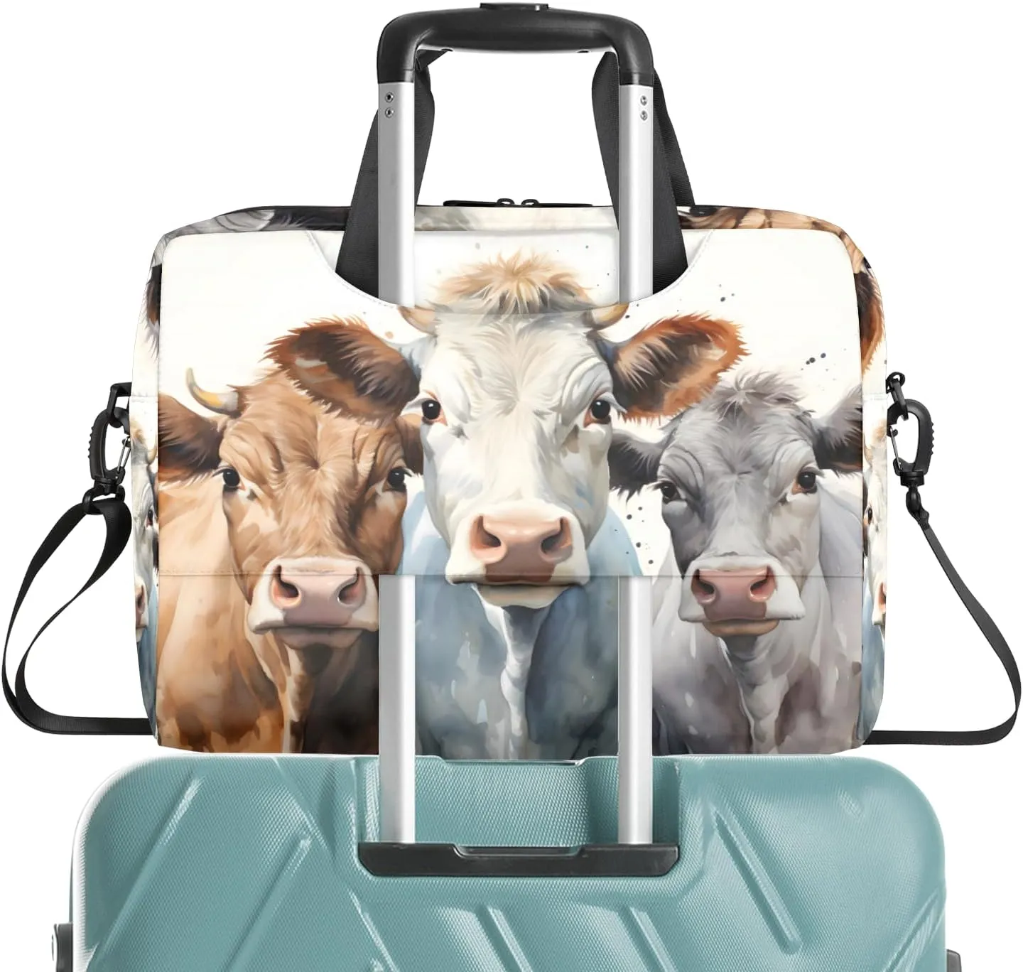 Cow Animals Laptop Bag 15.6 Inch Waterproof Laptop Sleeve Case with Shoulder Straps Computer Case Cover Slim Briefcase for Men and Women