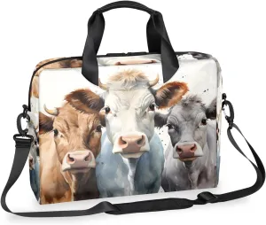 Cow Animals Laptop Bag 15.6 Inch Waterproof Laptop Sleeve Case with Shoulder Straps Computer Case Cover Slim Briefcase for Men and Women