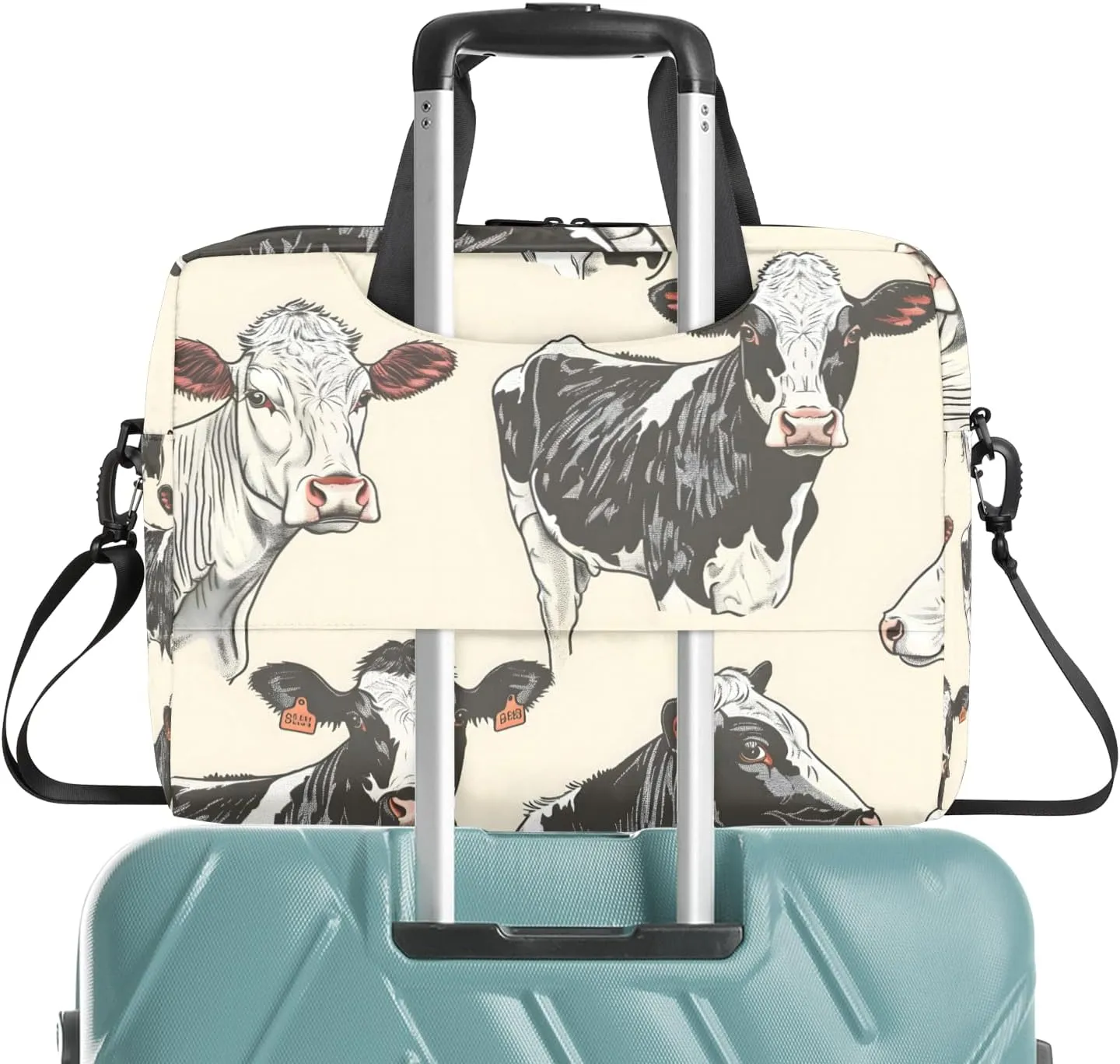 Cow Funny Animals Laptop Bag 15.6 Inch Waterproof Laptop Sleeve Case with Shoulder Straps Computer Case Cover Slim Briefcase for Men and Women