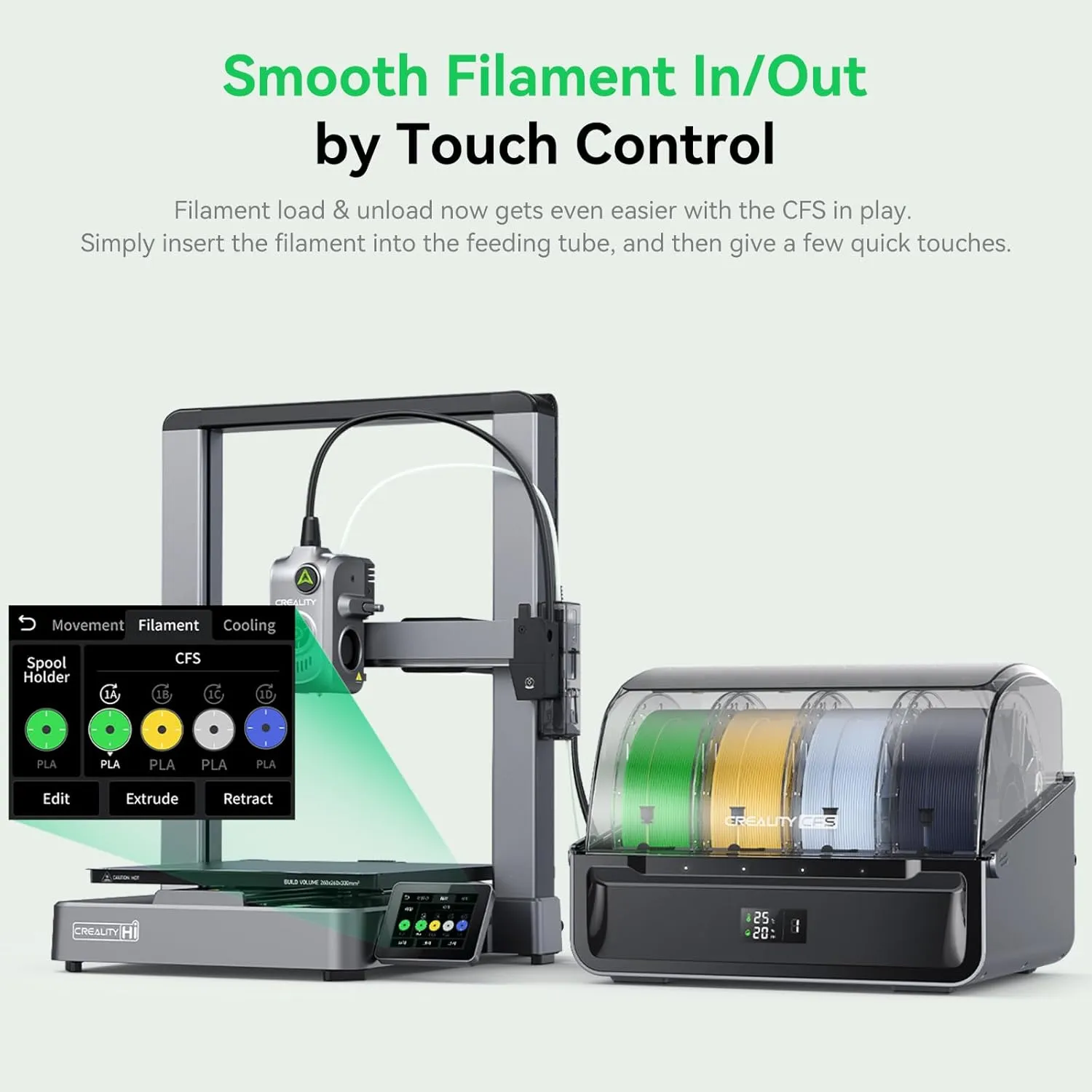 Creality Hi Combo 3D Printer, Multi Color 3D Printer with CFS, 500mm/s High Speed Auto-Leveling Automatic Filament Reading Clog-Free Extruder 95% Pre-Assemble All-Metal Body 10.2410.2411.81inch