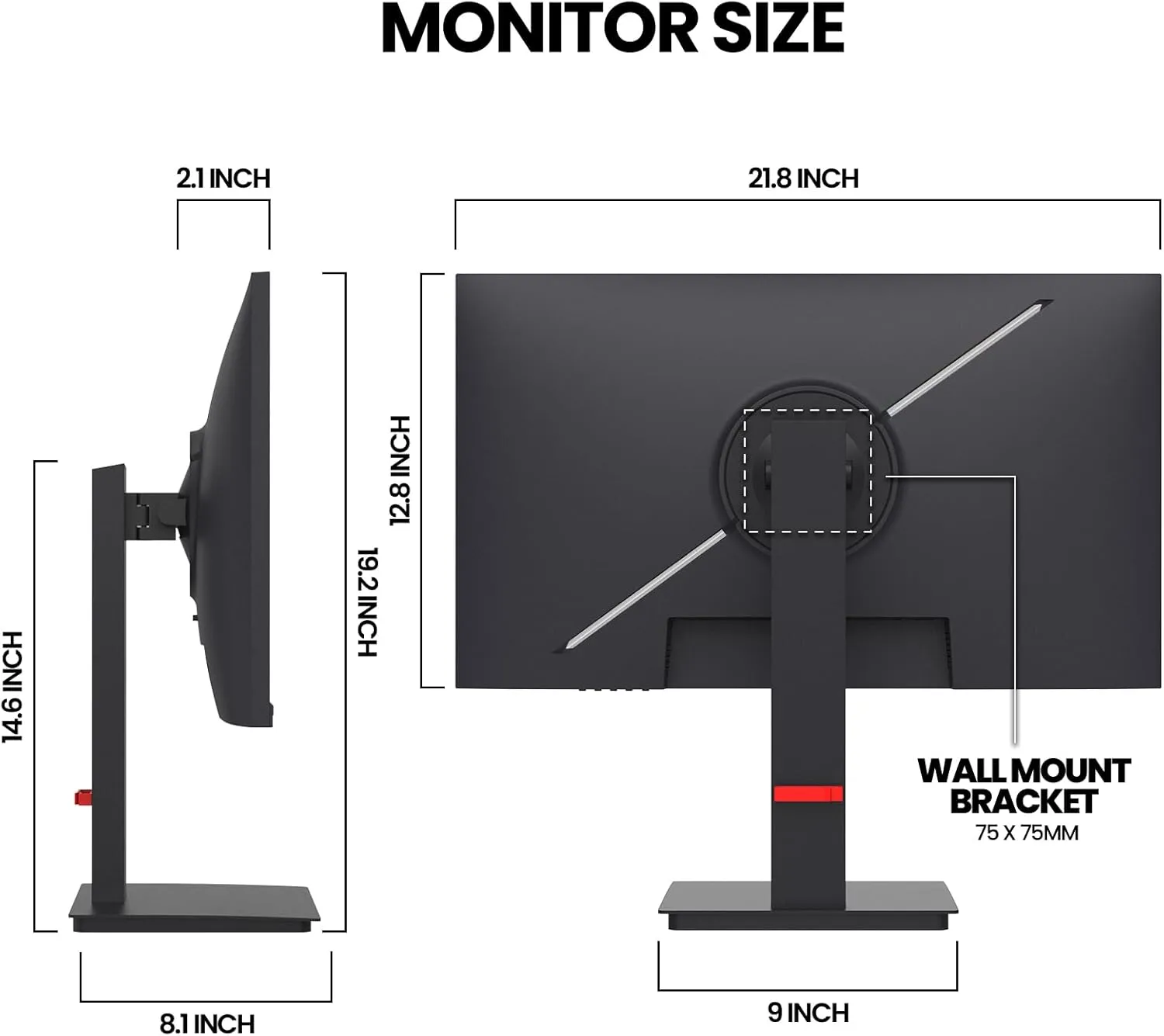 CRUA 24.5Inch Gaming Monitor 144Hz/165Hz, FHD(1920x1080P) 120% sRGB Computer Monitor, Height/Pivot/Swivel/Tilt Adjustable Vertical Monitor, Support FreeSync, DP,HDMI, Wall Mount (75mmX75mm)