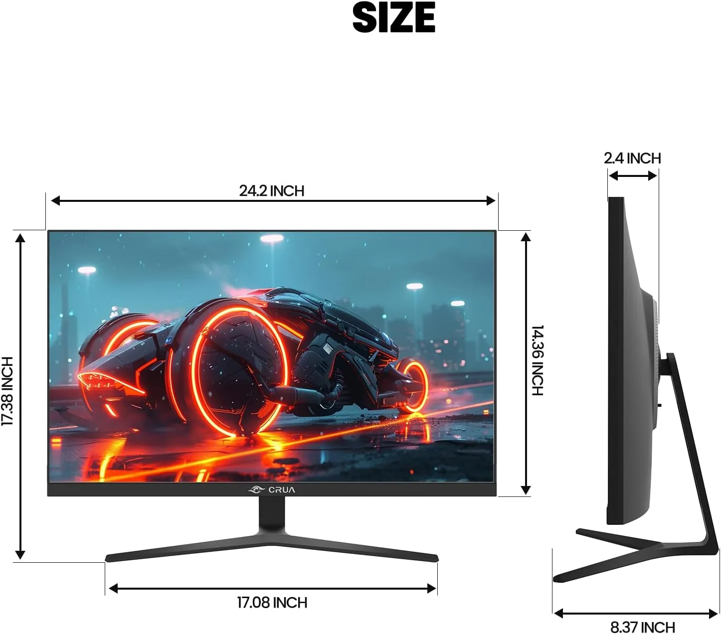 CRUA 27 Inch Gaming Monitor, QHD 1440P 120Hz IPS Computer Monitor, 120% sRGB, AMD Freesync, HDMI 2.0 & Displayport 1.2, Low Blue Light, Support Wall Mountable Installs/Tilt Adjustable-Black