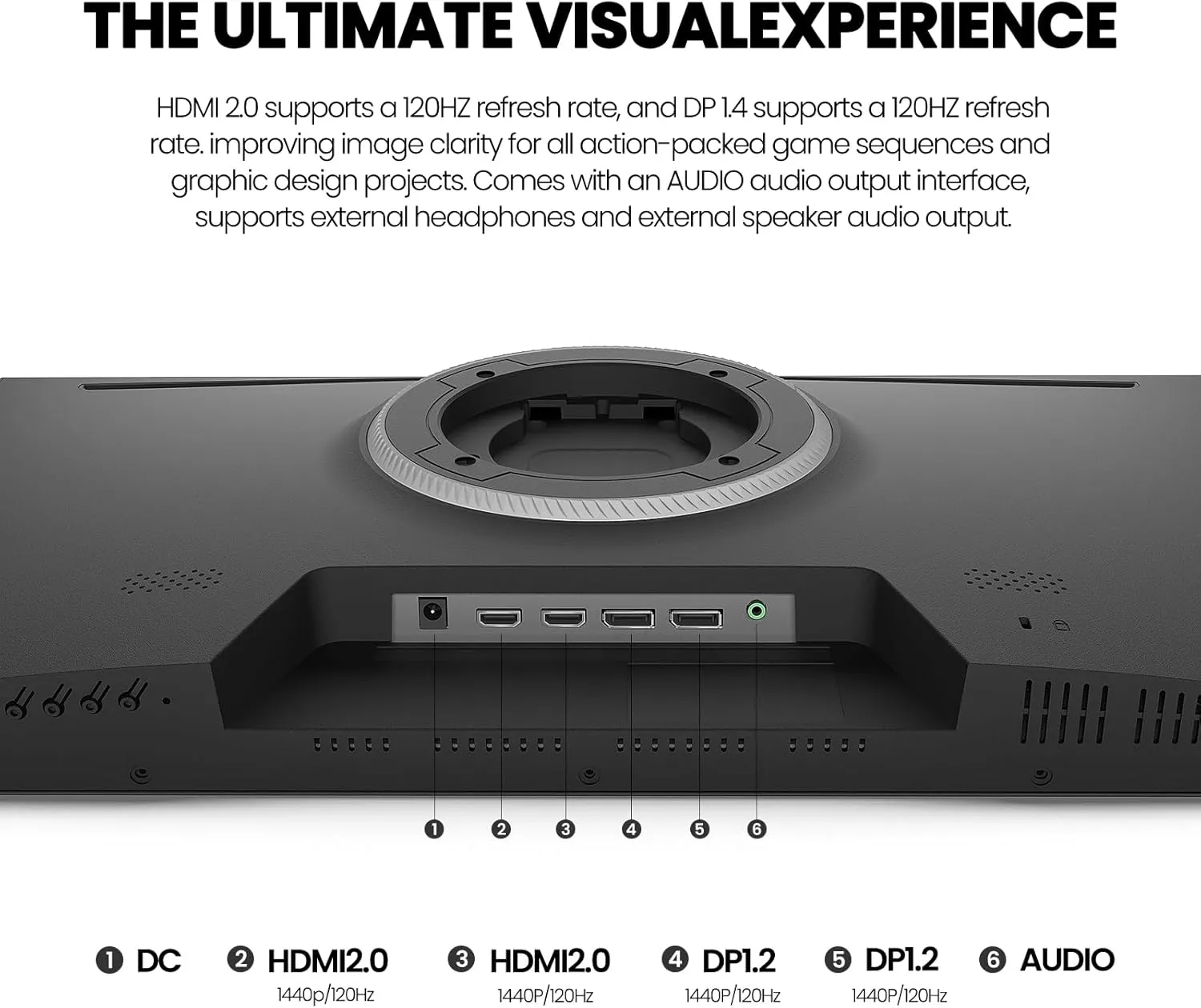 CRUA 27 Inch Gaming Monitor, QHD 1440P 120Hz IPS Computer Monitor, 120% sRGB, AMD Freesync, HDMI 2.0 & Displayport 1.2, Low Blue Light, Support Wall Mountable Installs/Tilt Adjustable-Black