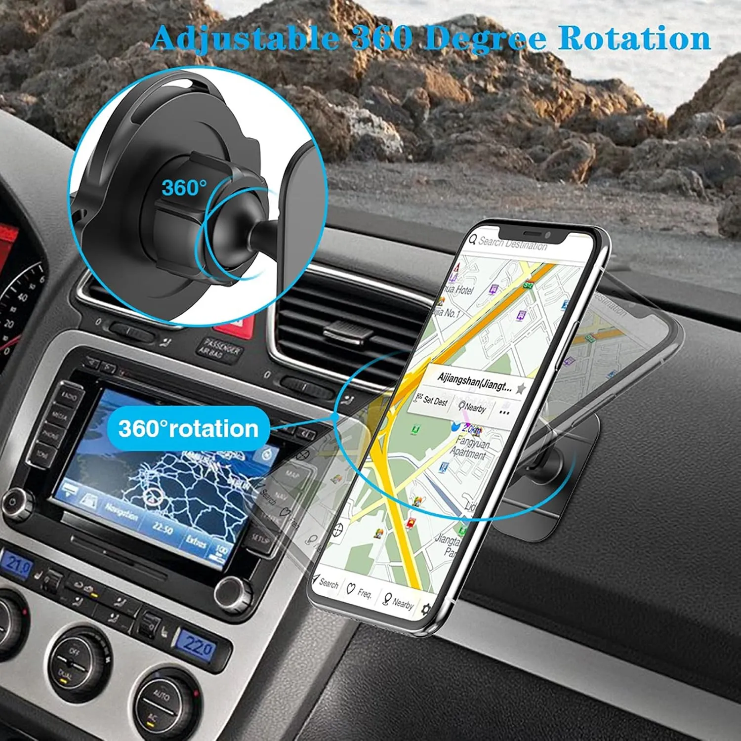 daite Socket Car Mount Grips Holder for Phone Stand 360 Rotation Dashboard Sticker Holder for Socket Mount Users on Car Dashboard Home Wall Office Kitchen (Rotation   Flat)