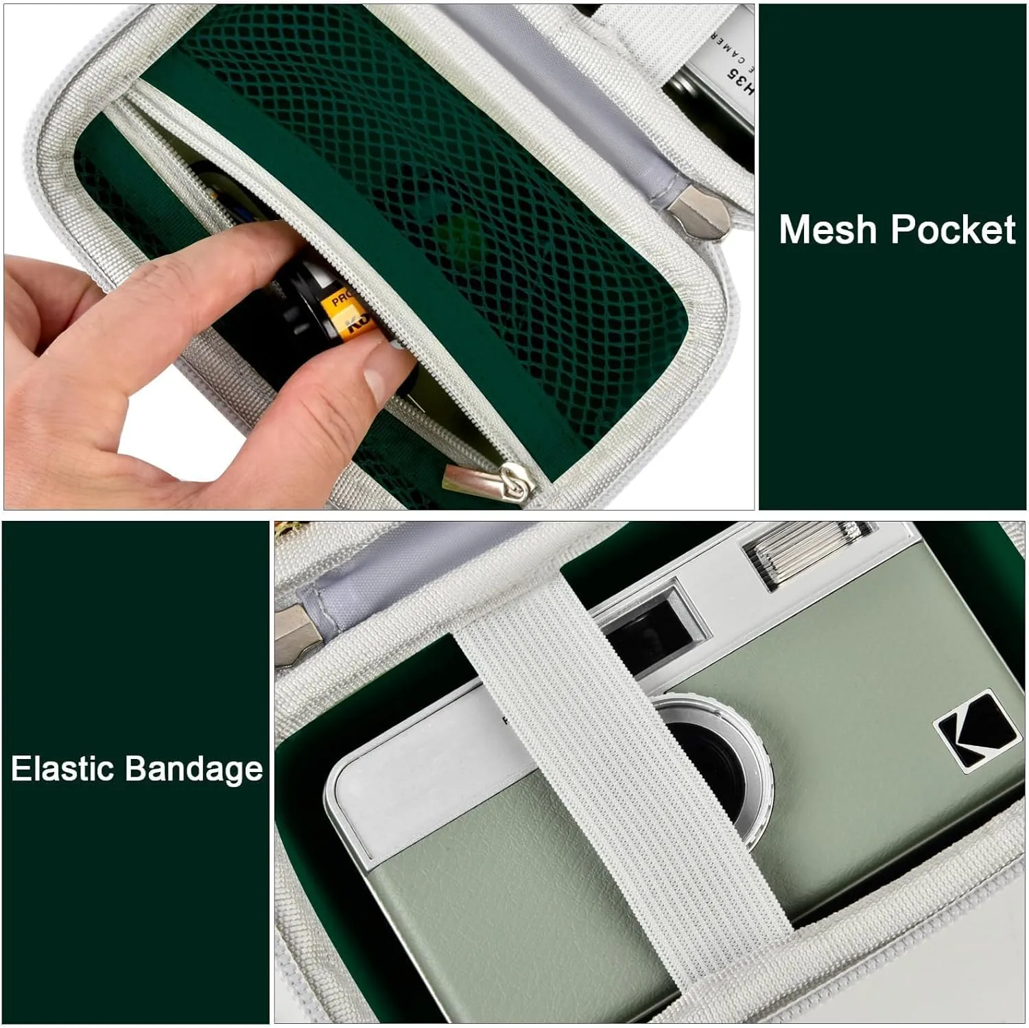 Digital Camera Case Compatible with KODAK EKTAR H35 H35N Half Frame Film Camera, Storage Holder Organizer for Kodak Ultra F9 M35 M38 Paper Shoot kamera, 35mm Film Rolls (Box Only) - Dark Green