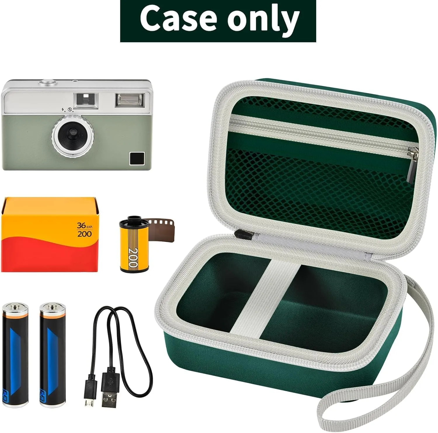 Digital Camera Case Compatible with KODAK EKTAR H35 H35N Half Frame Film Camera, Storage Holder Organizer for Kodak Ultra F9 M35 M38 Paper Shoot kamera, 35mm Film Rolls (Box Only) - Dark Green