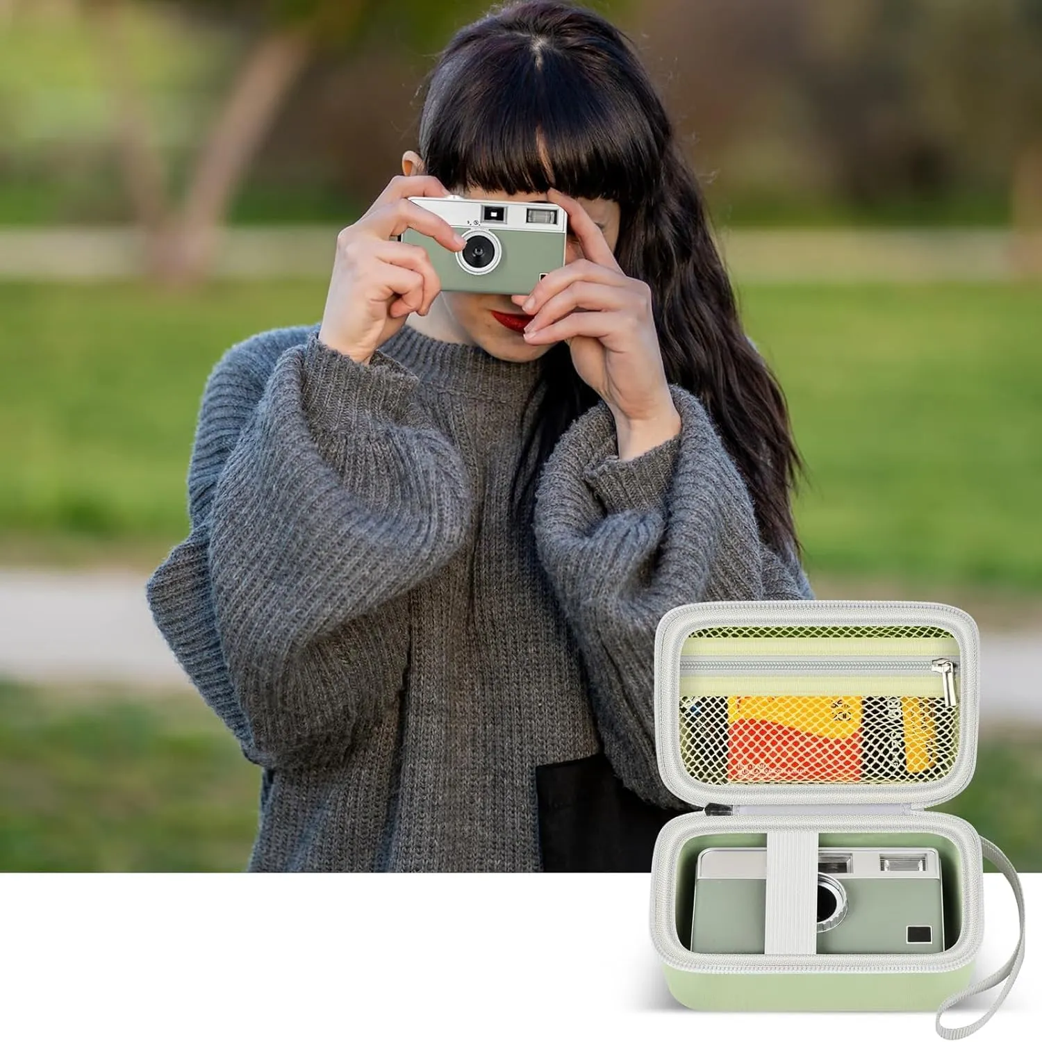 Digital Camera Case Compatible with KODAK EKTAR H35 H35N Half Frame Film Camera, Storage Holder Organizer for Kodak Ultra F9 M35 M38 Paper Shoot kamera, 35mm Film Rolls (Box Only) - Green