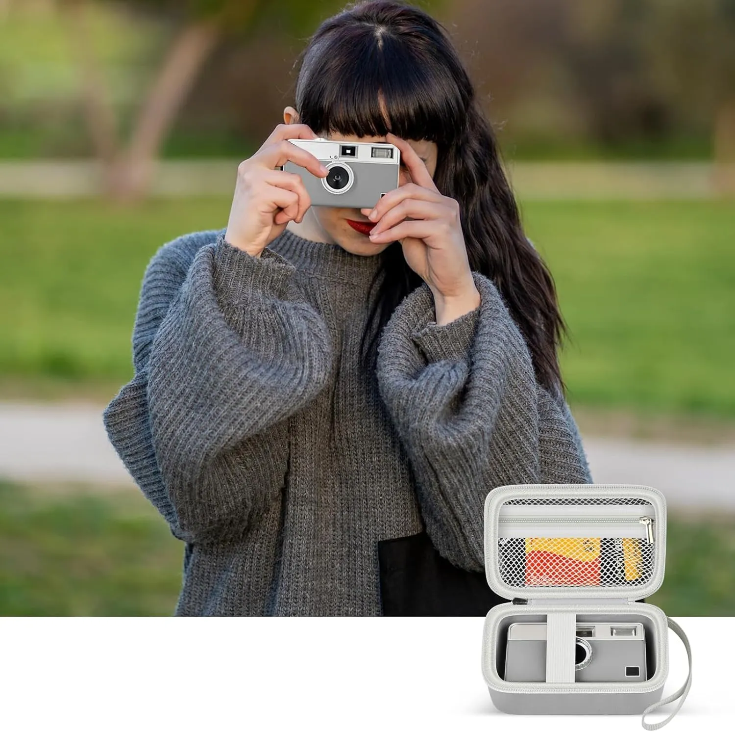 Digital Camera Case Compatible with KODAK EKTAR H35 H35N Half Frame Film Camera, Storage Holder Organizer for Kodak Ultra F9 M35 M38 Paper Shoot kamera, 35mm Film Rolls (Box Only) -Grey