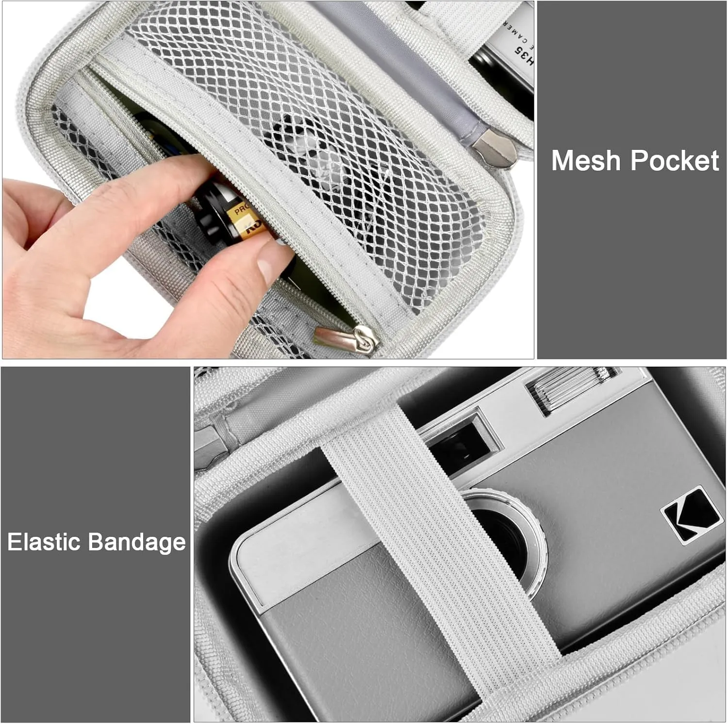 Digital Camera Case Compatible with KODAK EKTAR H35 H35N Half Frame Film Camera, Storage Holder Organizer for Kodak Ultra F9 M35 M38 Paper Shoot kamera, 35mm Film Rolls (Box Only) -Grey