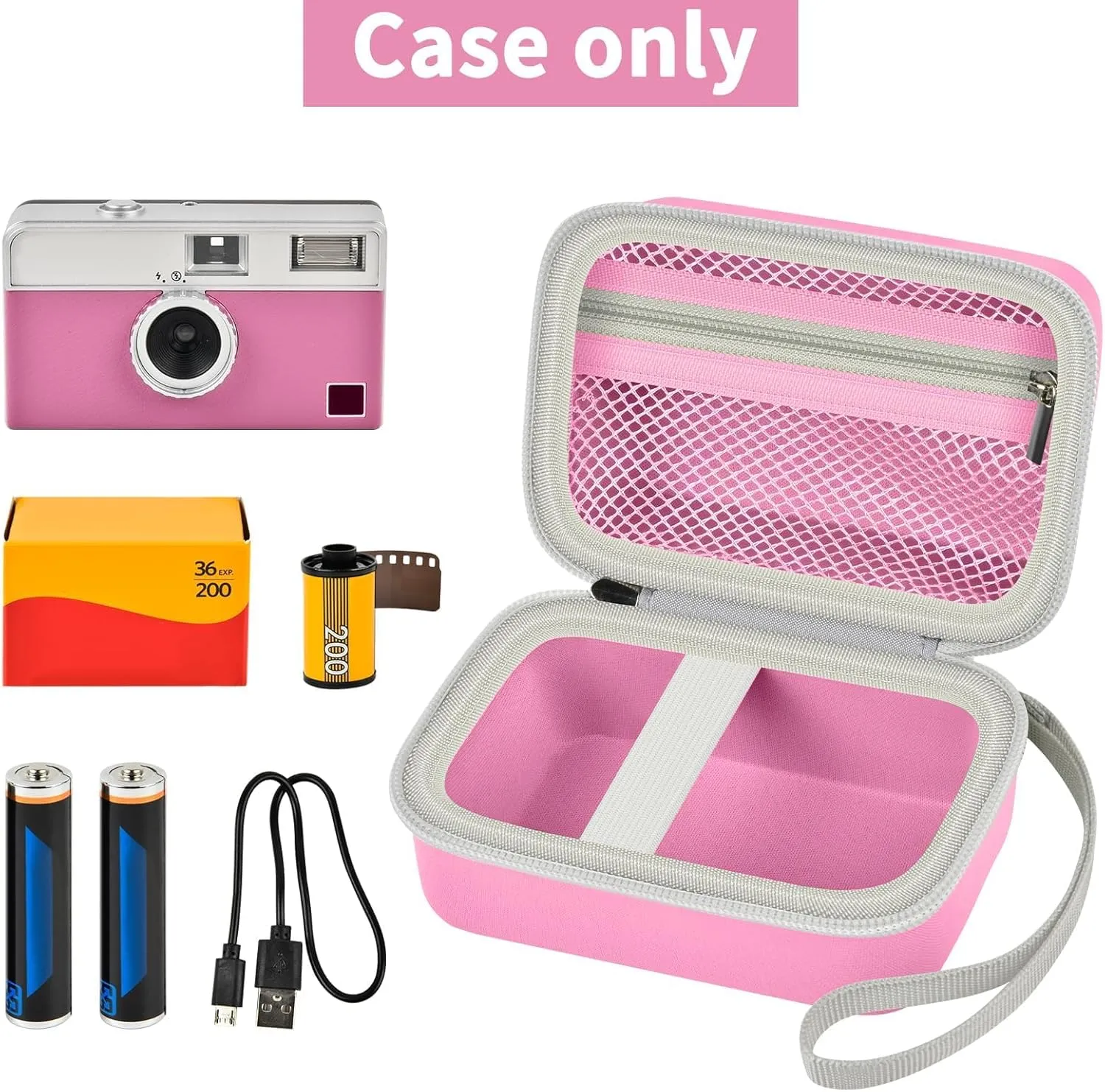 Digital Camera Case Compatible with KODAK EKTAR H35 H35N Half Frame Film Camera, Storage Holder Organizer for Kodak Ultra F9 M35 M38 Paper Shoot kamera, 35mm Film Rolls (Box Only) -Pink