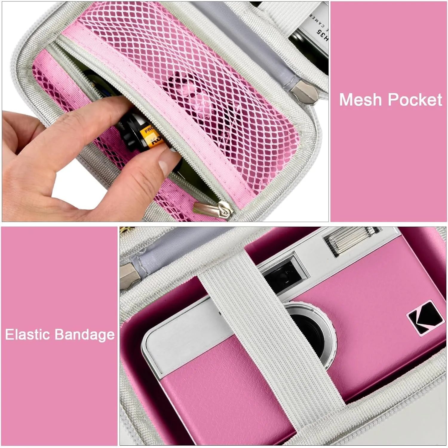Digital Camera Case Compatible with KODAK EKTAR H35 H35N Half Frame Film Camera, Storage Holder Organizer for Kodak Ultra F9 M35 M38 Paper Shoot kamera, 35mm Film Rolls (Box Only) -Pink