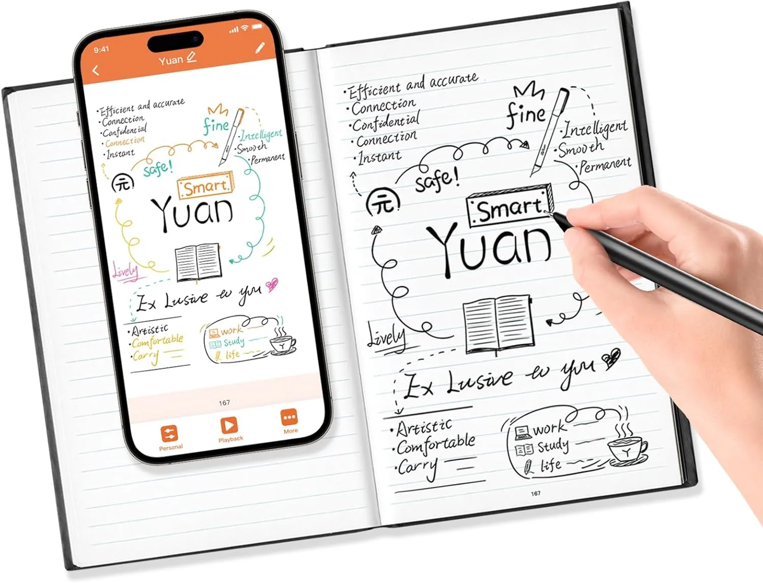 Digital Notebook with Smart Pen, Real-time Sync for Digitizing, Bluetooth Wireless Paper for Note-taking, Smart Writing Set Store Handwritten Notes Digitally, with Connected Notebook Notes App