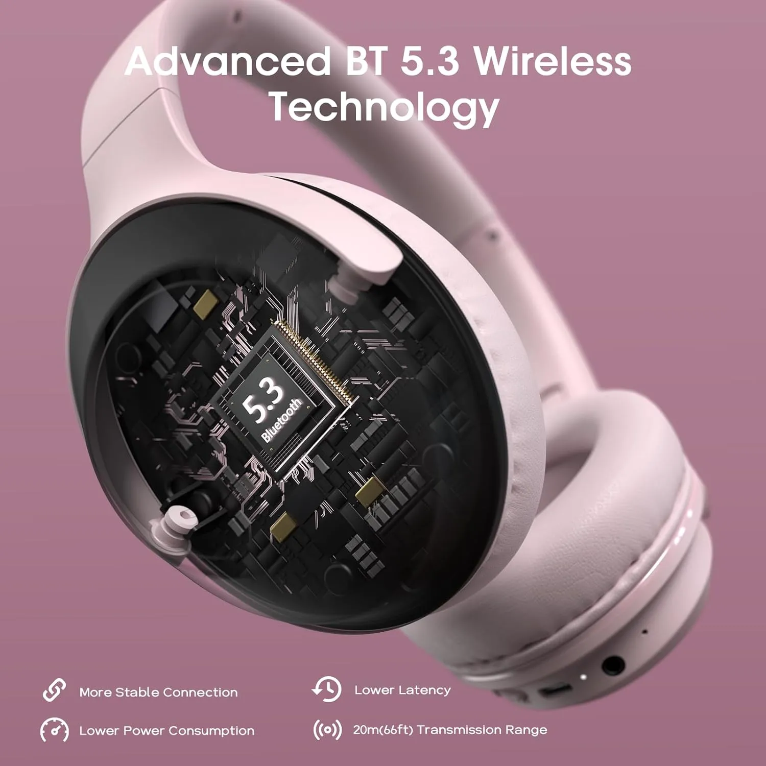 DOQAUS Bluetooth Headphones Over Ear Wireless Headphone, 70H Playtime and 3EQ Modes with Mic, HiFi Stereo Sound, Deep Bass, Memory Foam Cups, for Phone PC Travel Home Office