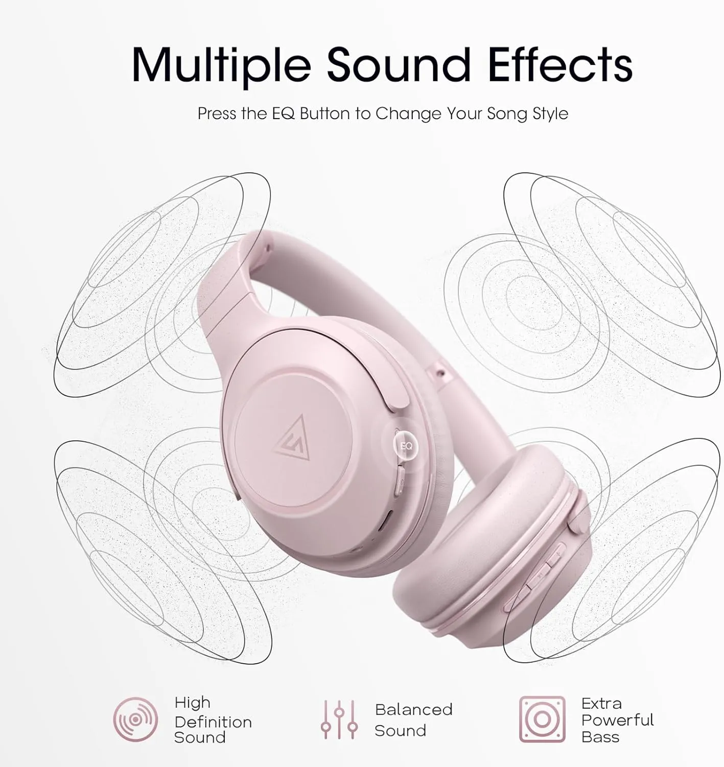 DOQAUS Bluetooth Headphones Over Ear Wireless Headphone, 70H Playtime and 3EQ Modes with Mic, HiFi Stereo Sound, Deep Bass, Memory Foam Cups, for Phone PC Travel Home Office