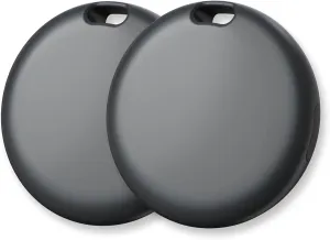Dot Tags-2 Pack, Key Finder, Bluetooth Luggage Tracker Works with Apple Find My APP (iOS Only, Not for Android), Item Locator for Wallet, Backpack, Suitcases, Replaceable Battery (Black)