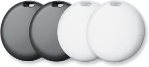 Dot Tags-4 Pack, Key Finder, Bluetooth Luggage Tracker Works with Apple Find My APP (iOS Only, Not for Android), Item Locator for wallet, Backpack, Suitcases, Replaceable Battery (Black&White)