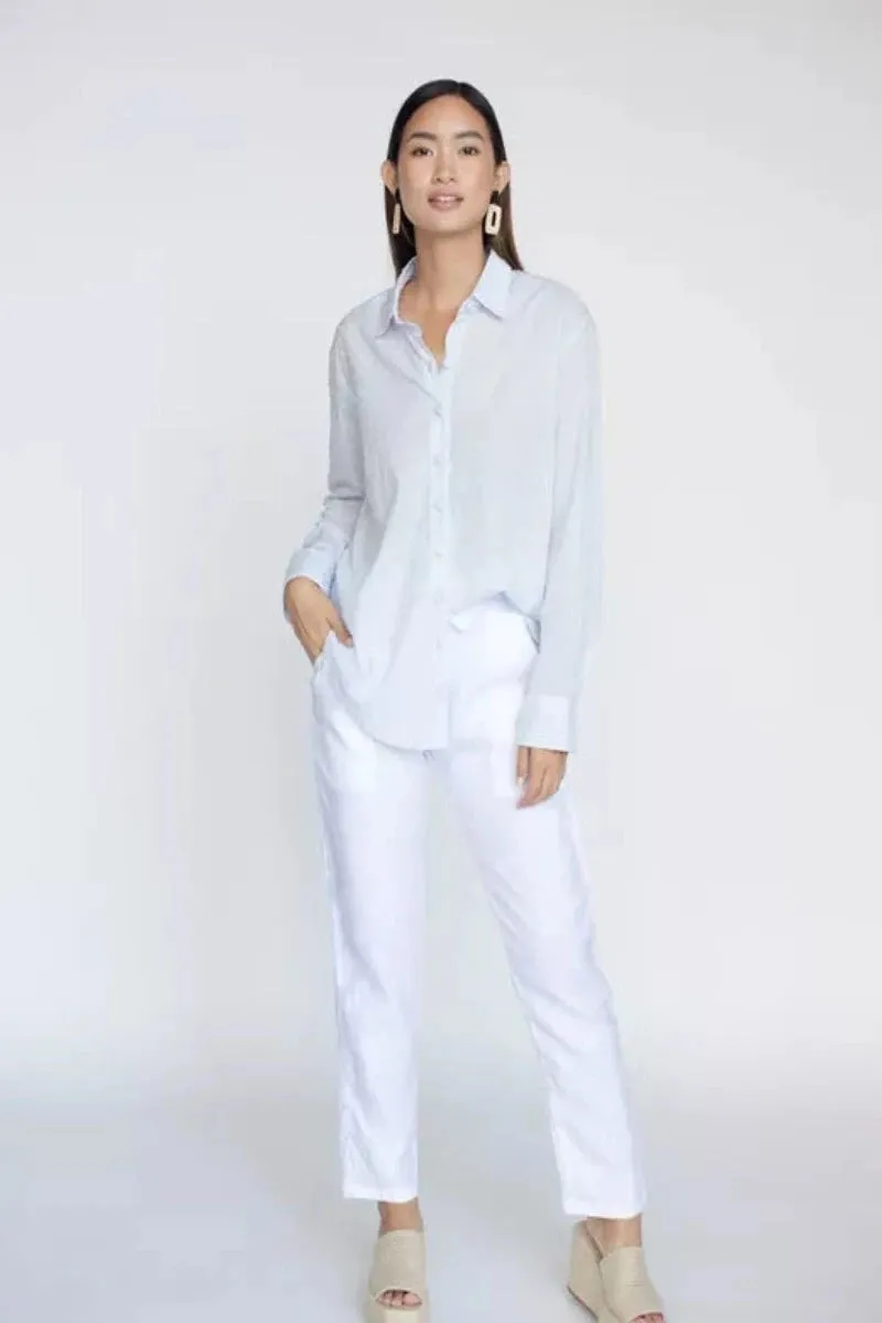 EADIE DRAWSTRING LINEN PANT - LE BLANC