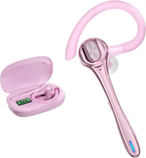 Earbuds Wireless Earpiece Bluetooth Headset with Noise Canceling Mic 160H Standby Time Hands Free Earphones Single Ear Headphone for iphone Android Samsung Cell Phones PC TV Computer Game Trucker Work