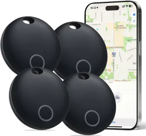 Eelexa Tracker Air Tags-4 Pack, Smart Tag Luggage Tracker Works with Apple Find My (iOS Only), Waterproof Tracking Tags Item Finder for Keys, Luggage, Backpack, Wallet