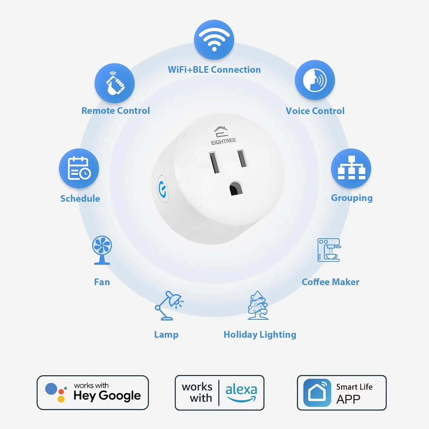 Eightree Smart Plug 5GHz & 2.4GHz, Smart Outlet WiFi Socket with APP Remote Control, Compatible with Alexa & Google Home, 4 Packs