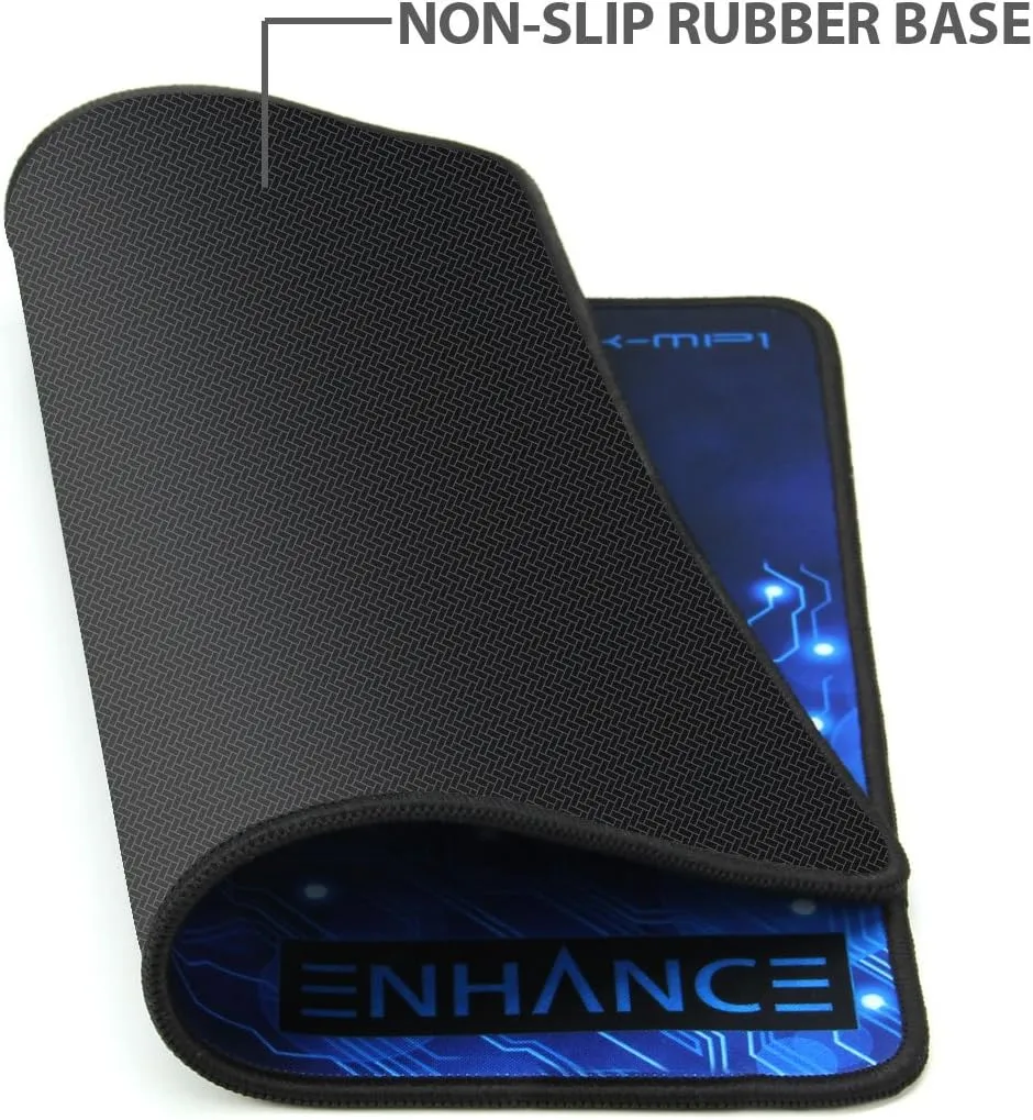 ENHANCE Small Gaming Mouse Pad (12.6 x 10.6) - Small Mouse Mat, Anti-Fray Stitching, Non-Slip Rubber Base, Precision Tracking for Mousepad with Smooth Cloth Fabric Professional Esports Mat (Blue)