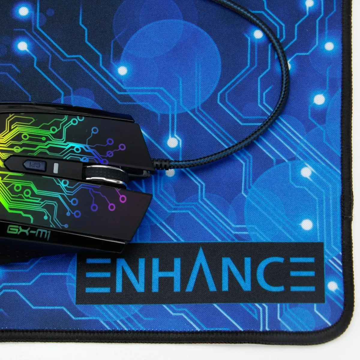 ENHANCE Small Gaming Mouse Pad (12.6 x 10.6) - Small Mouse Mat, Anti-Fray Stitching, Non-Slip Rubber Base, Precision Tracking for Mousepad with Smooth Cloth Fabric Professional Esports Mat (Blue)