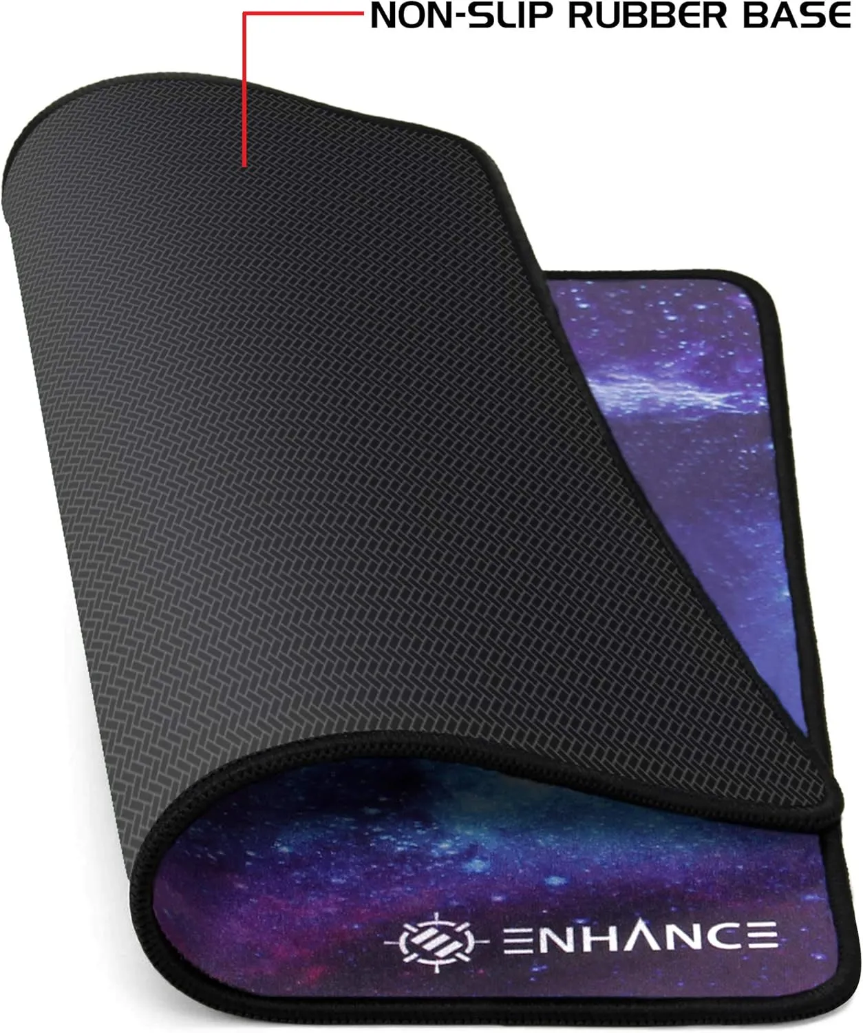 ENHANCE Small Gaming Mouse Pad (12.6 x 10.6) - Small Mouse Mat, Anti-Fray Stitching, Non-Slip Rubber Base, Precision Tracking for Mousepad with Smooth Cloth Fabric Professional Esports Mat (Galaxy)