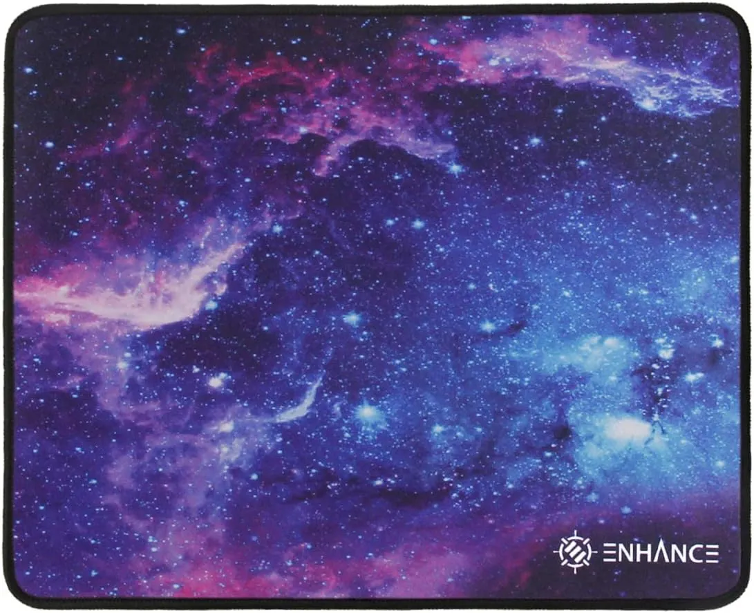 ENHANCE Small Gaming Mouse Pad (12.6 x 10.6) - Small Mouse Mat, Anti-Fray Stitching, Non-Slip Rubber Base, Precision Tracking for Mousepad with Smooth Cloth Fabric Professional Esports Mat (Galaxy)