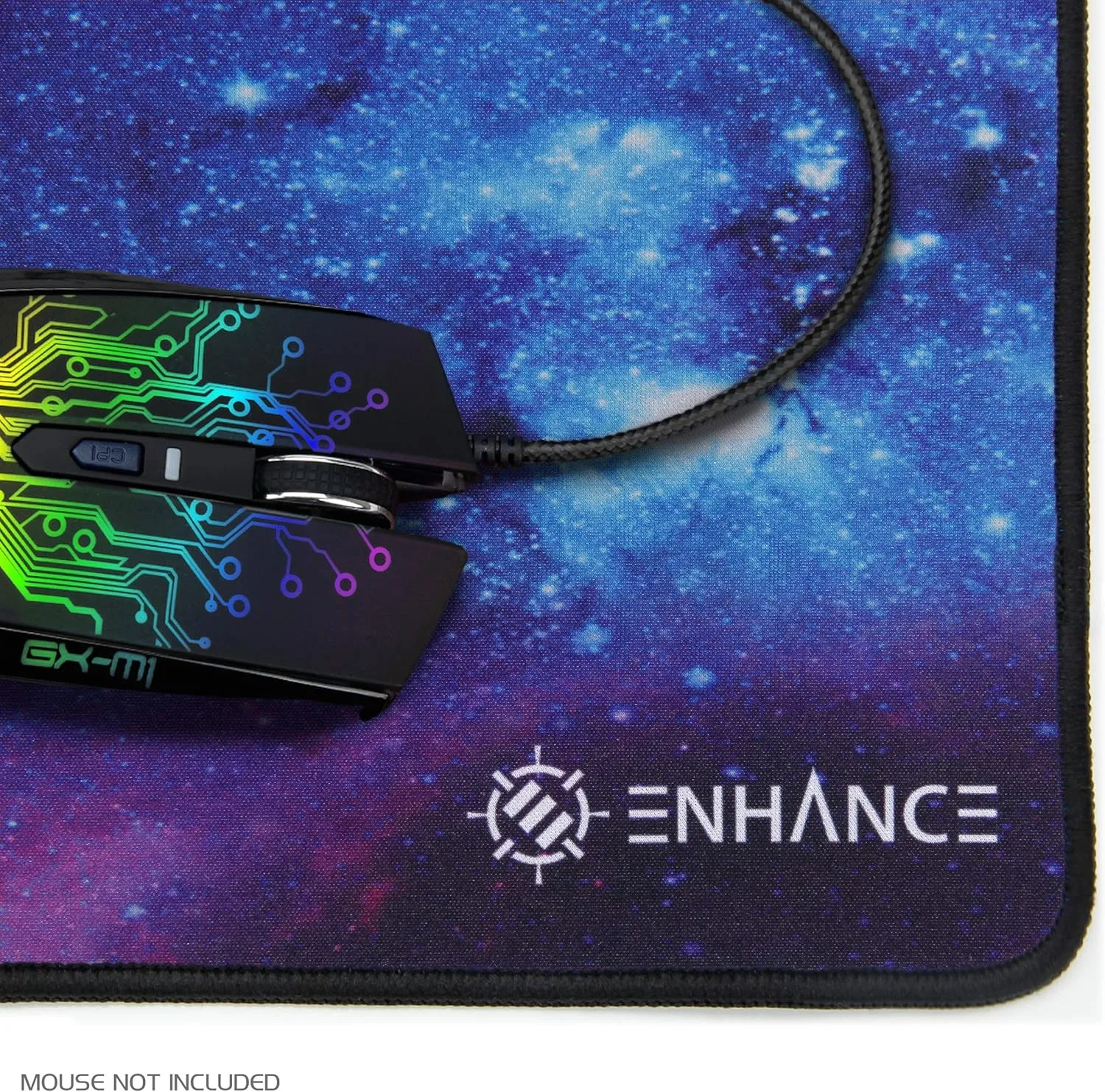 ENHANCE Small Gaming Mouse Pad (12.6 x 10.6) - Small Mouse Mat, Anti-Fray Stitching, Non-Slip Rubber Base, Precision Tracking for Mousepad with Smooth Cloth Fabric Professional Esports Mat (Galaxy)