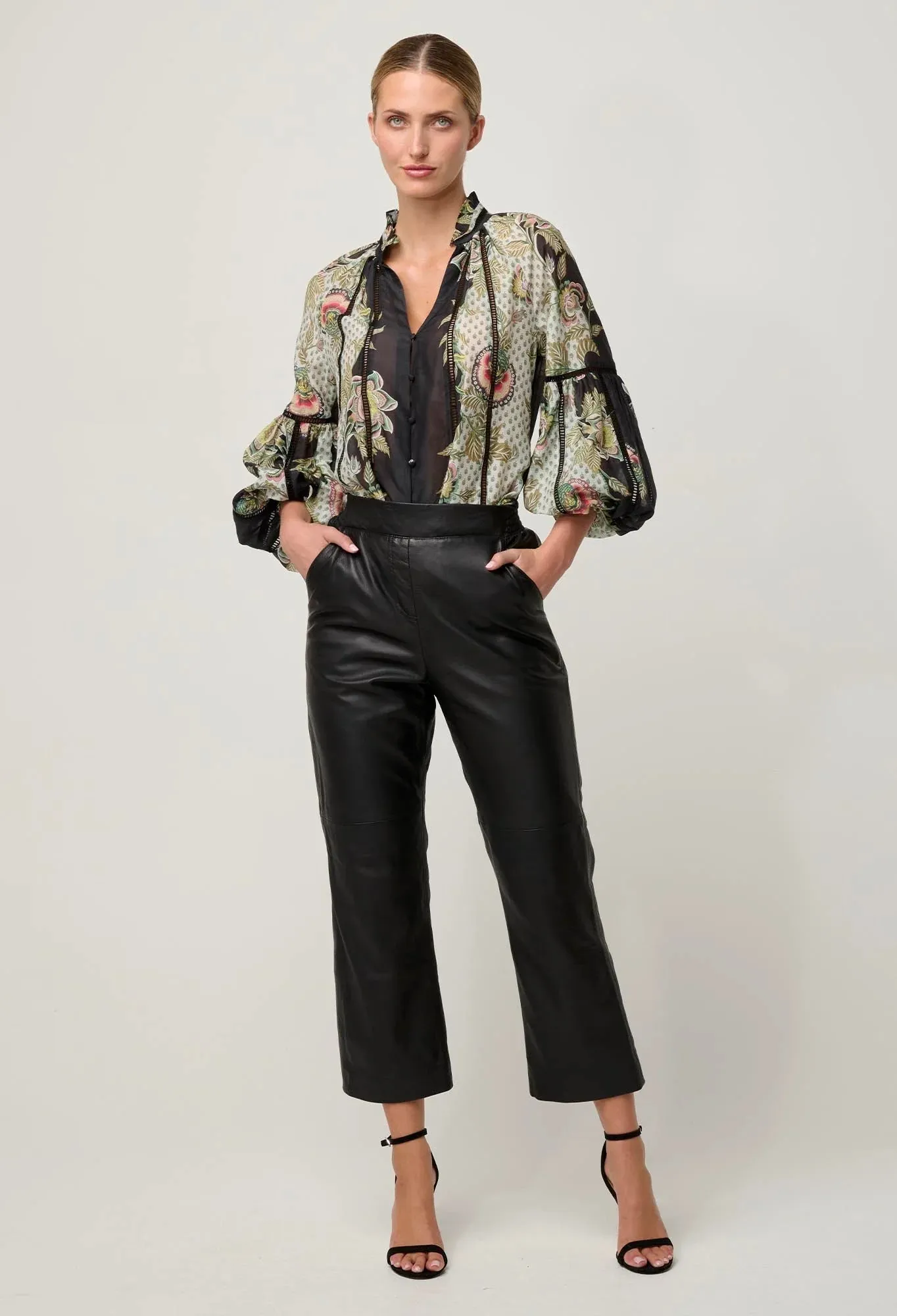 Espada Cotton Silk Blouse in Mariposa Nero