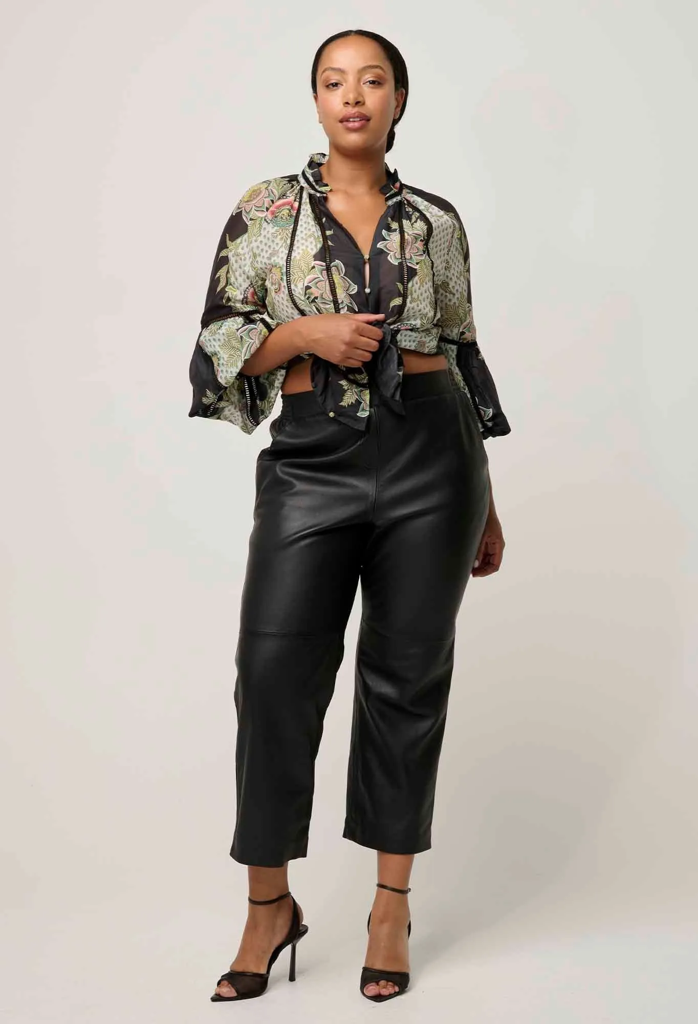Espada Cotton Silk Blouse in Mariposa Nero