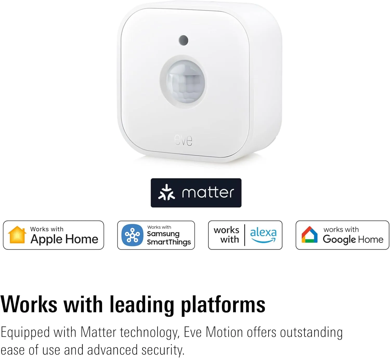 Eve Motion (Matter) 3-Pack  Smart Motion and Light Sensor, IPX3, Automatic Activation of Devices, Future-Proof, Works with Apple Home, Alexa, Google Home, SmartThings, requires Thread Border Router