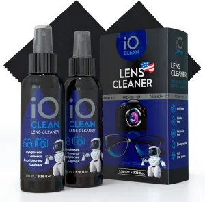 Eyeglass Lens Cleaner (3.38oz 3.38oz 2cloths)  Kit for Glasses, Screens, Camera, Laptops, Touchscreens, Computer Monitors, Other Electronics  2 Microfiber Cloths Inluded