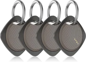 Finder Tag-4 Pack, Invisible Guard Bluetooth Tracker Works with Apple Find My (iOS Only) - Waterproof, Replaceable Battery, Lost Mode, Smart Key Finder Item Locator for Bags, Suitcases, Pet-4pc Black