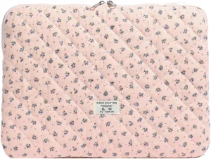 Floral Puffy Laptop Sleeve Cute Computer Bag Case 10-15 Inch Quilted Laptop Carrying Cases Floral Protective Cover