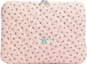 Floral Puffy Laptop Sleeve Cute Computer Bag Case 10-15 Inch Quilted Laptop Carrying Cases Floral Protective Cover