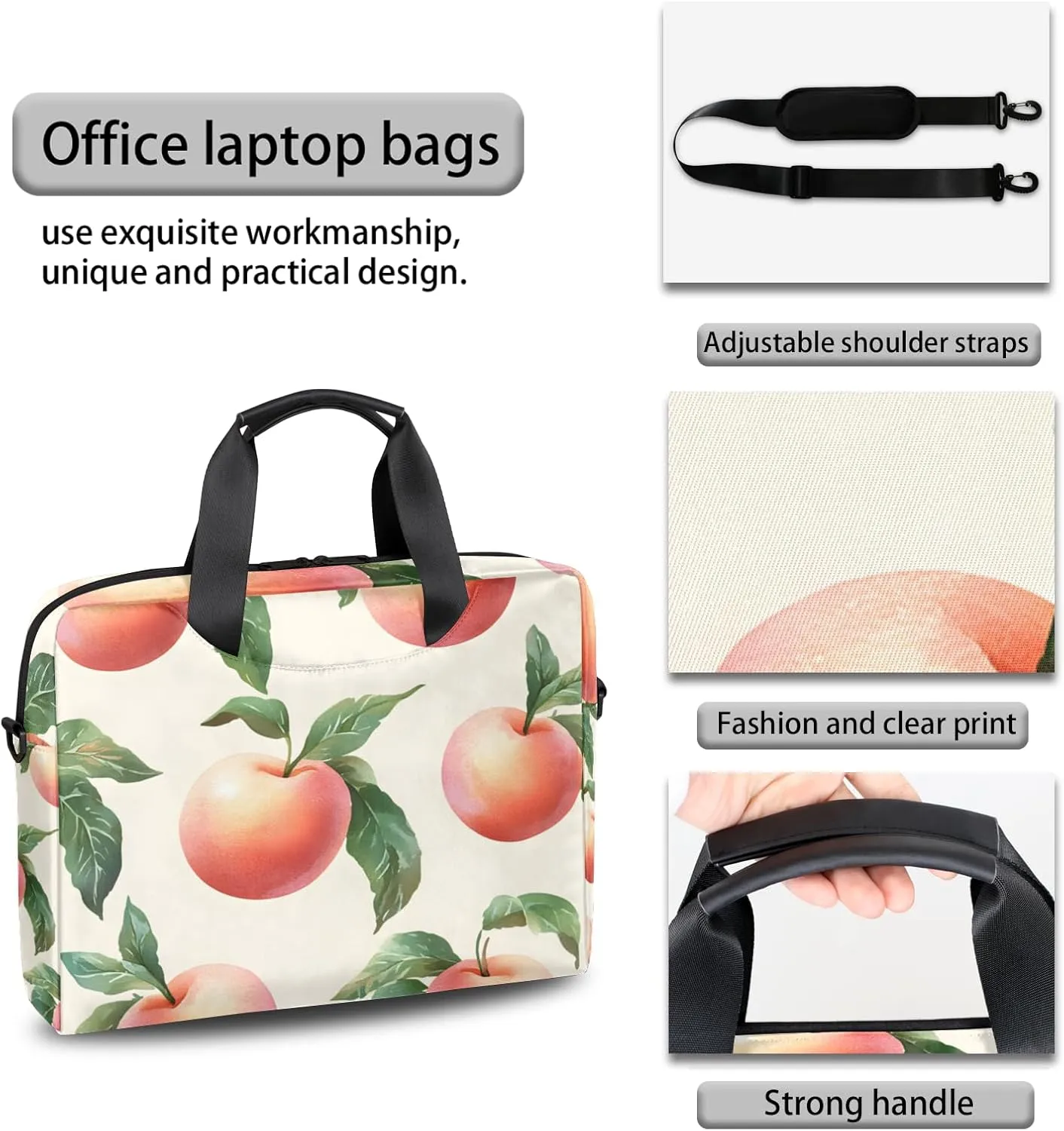 Fruit Apples Laptop Bag for 14 15 15.6 Inch, Waterproof Laptop Sleeve Case Computer Cover Carrying Bag Travel Work Briefcase Shoulder Bags