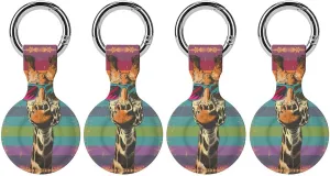 Giraffe Vintage Glasses Cute Case for Airtag with Keychain Protective Silicone Air Tag Accessories Holder