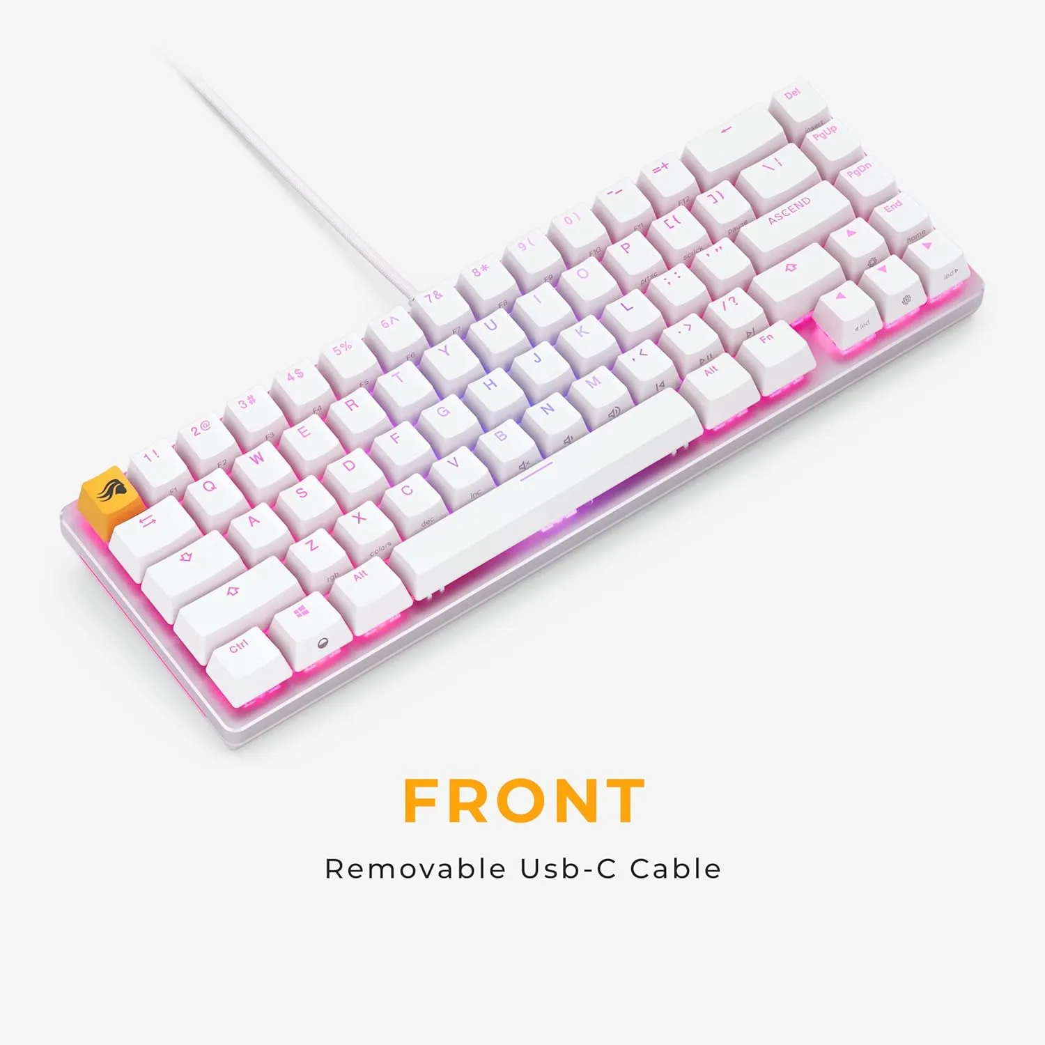 Glorious Gaming GMMK 2-65 Percent Keyboard - White Custom Layout - Compact Low-Profile - Hotswap w/Cherry Mx Style Switches - Incl. Double Shot Keycaps & Linear Switches