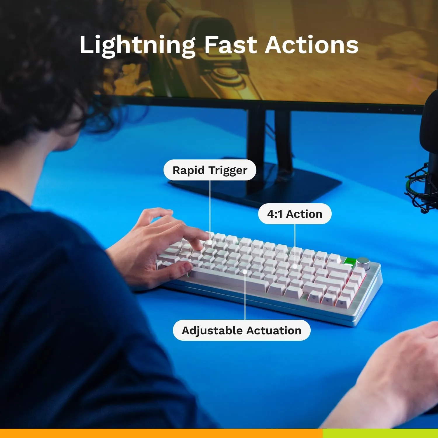 Glorious Gaming - GMMK 3 PRO HE: Wireless Gaming Keyboard Rapid Trigger, Hall Effect, Aluminum Body, 8K Polling Rate, Hotswap MX & Magnetic Switches, Adjustable Actuation, ANSI 75% Tenkeyless (Black)