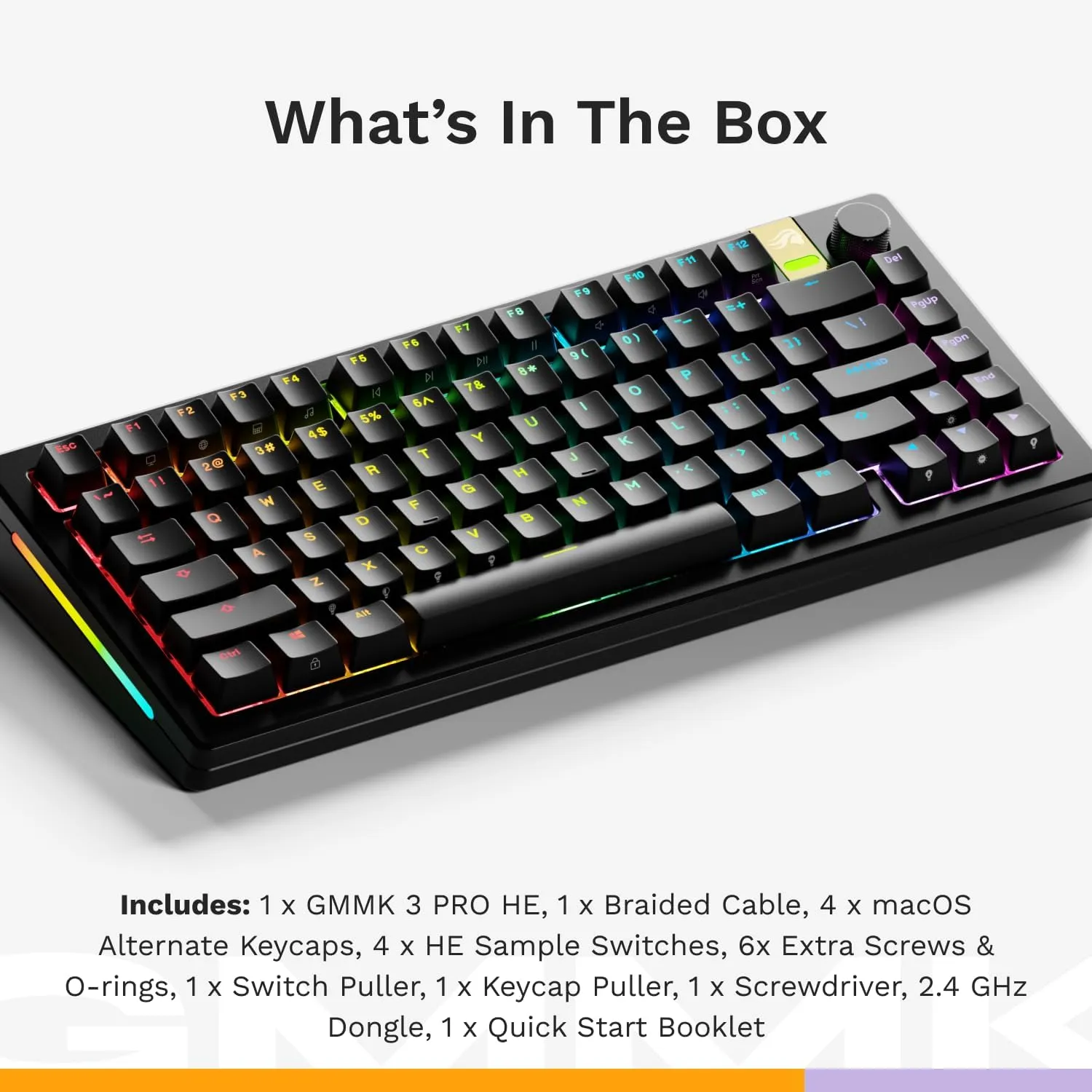 Glorious Gaming - GMMK 3 PRO HE: Wireless Gaming Keyboard Rapid Trigger, Hall Effect, Aluminum Body, 8K Polling Rate, Hotswap MX & Magnetic Switches, Adjustable Actuation, ANSI 75% Tenkeyless (Black)
