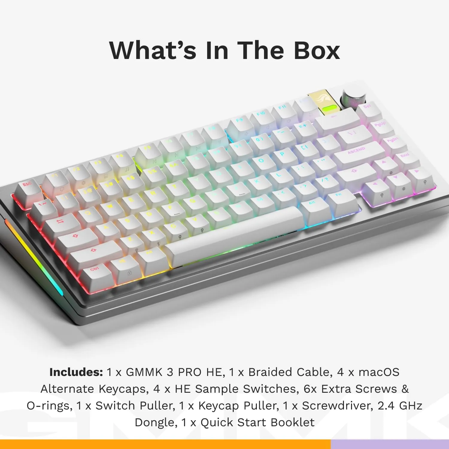 Glorious Gaming - GMMK 3 PRO HE: Wireless Gaming Keyboard Rapid Trigger, Hall Effect, Aluminum Body, 8K Polling Rate, Hotswap MX & Magnetic Switches, Adjustable Actuation, ANSI 75% Tenkeyless (Black)