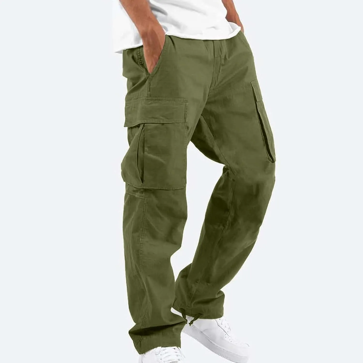 GOFULY Cargo Pants for Men Stretch Elastic Waist Drawstring Hiking Pants with Multi Pockets Sweatpants 2024 Joggers Trouser