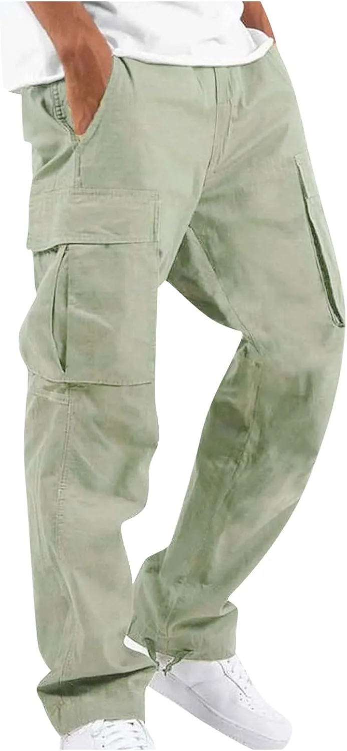 GOFULY Cargo Pants for Men Stretch Elastic Waist Drawstring Hiking Pants with Multi Pockets Sweatpants 2024 Joggers Trouser
