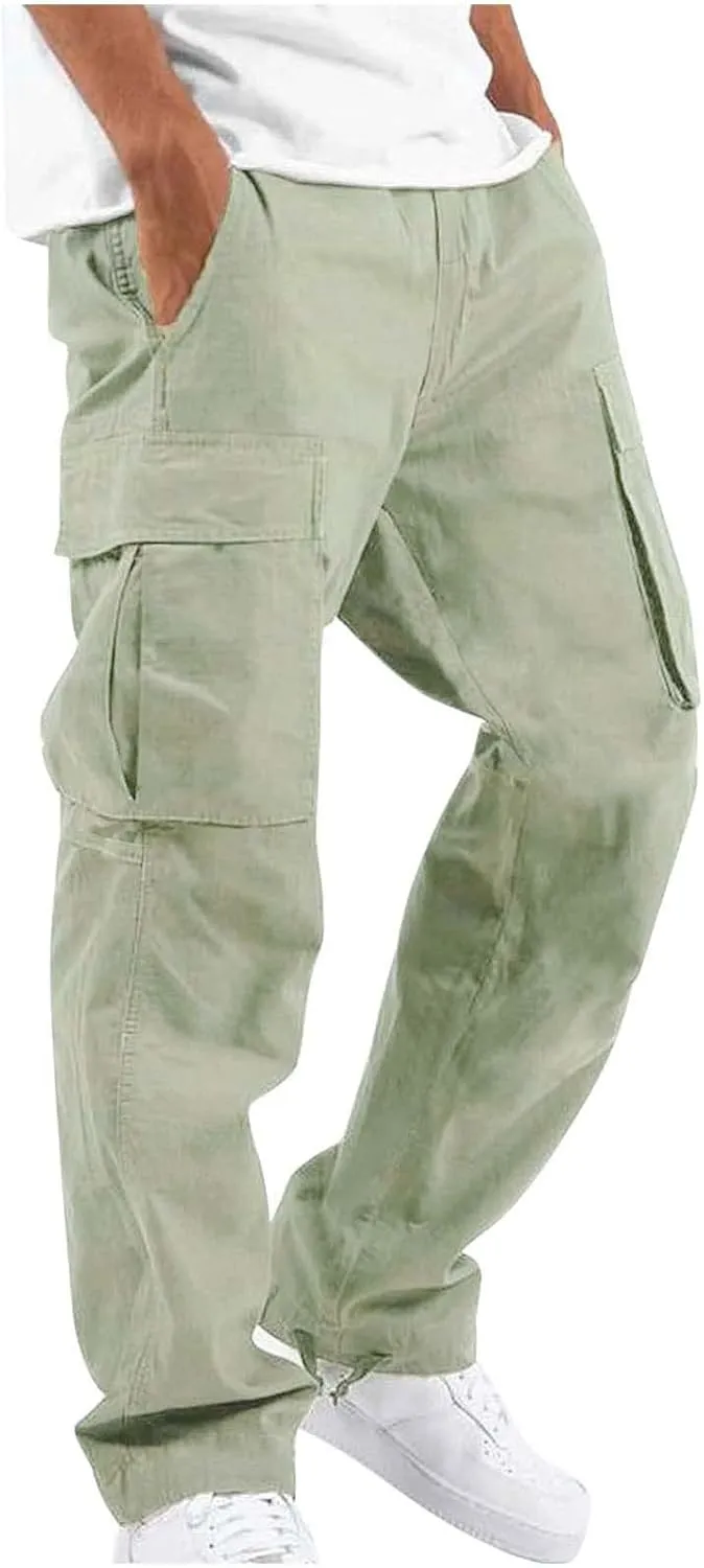 GOFULY Cargo Pants for Men Stretch Elastic Waist Drawstring Hiking Pants with Multi Pockets Sweatpants 2024 Joggers Trouser