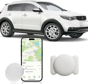 GPS Tracker for Vehicles,Mini Hidden Car Tracker with Magnetic Case,Car GPS Tracking Device Work with Apple Find My (iOS Only),No Monthly Fee GPS Tracker for Car,Vehicles,Luggage,Assets (White,1PCS)