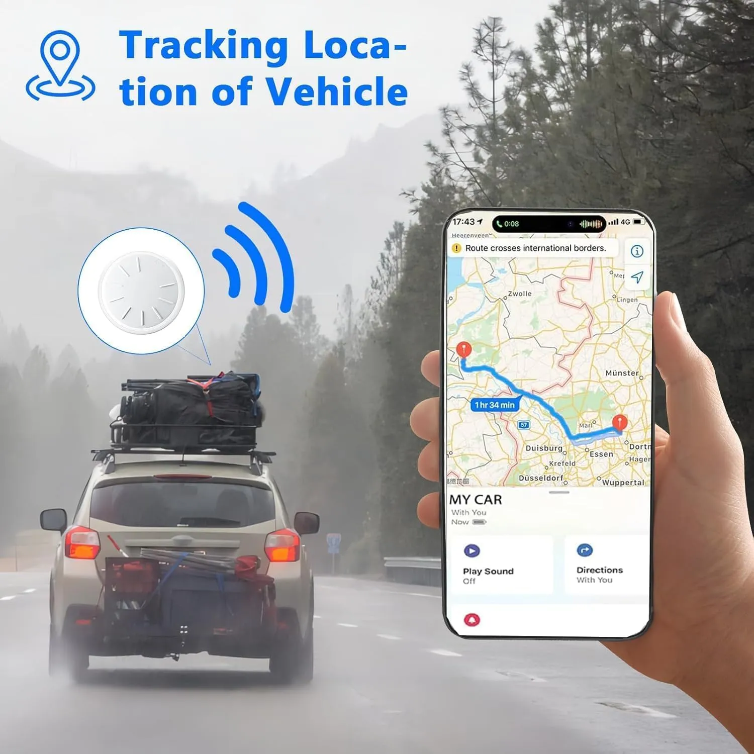 GPS Tracker for Vehicles,Mini Hidden Car Tracker with Magnetic Case,Car GPS Tracking Device Work with Apple Find My (iOS Only),No Monthly Fee GPS Tracker for Car,Vehicles,Luggage,Assets (White,1PCS)