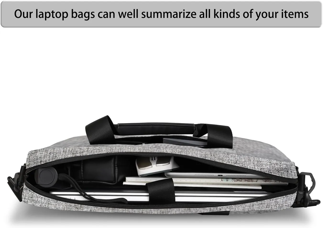Gray Laptop Sleeve Case 14 15 15.6 inch, Gray Laptop Briefcase Shoulder Bag Waterproof Travel Computer Cover Carrying Bags